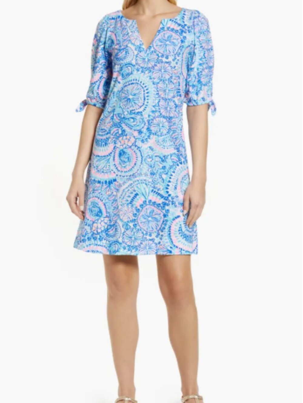 Lilly Pulitzer Easley Puff Sleeve Cotton Knit Dress Size L